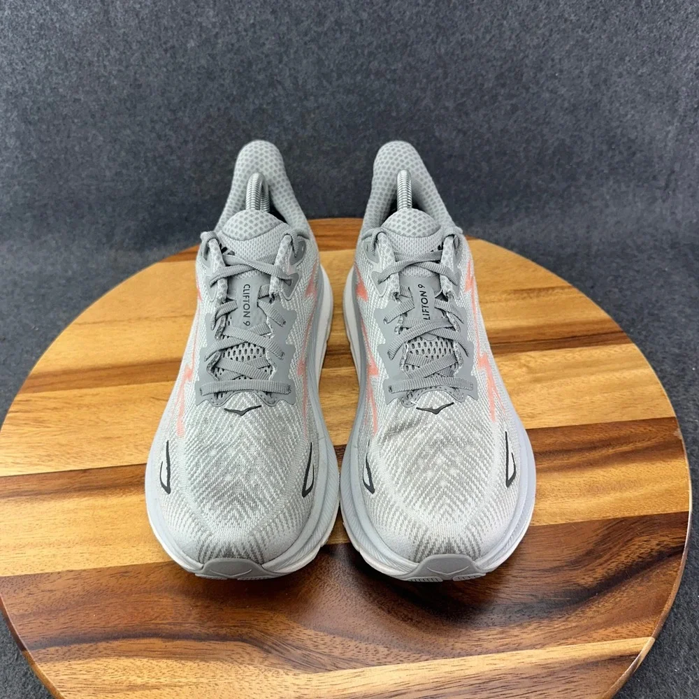 Hoka Clifton 9 Mens Running Shoes Grey Peach Black 1127895 HMBC Size 8.5 D